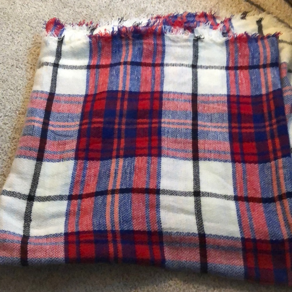 plaid printed winter knit scarf